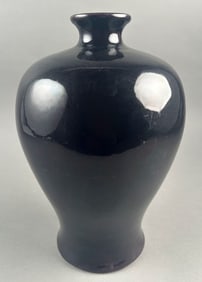 CHINESE EGGPLANT GLAZE PORCELAIN MEIPING VASE Early 20th Century Height 12".