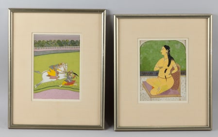 TWO PERSIAN MUGHAL-STYLE ALBUM PAINTINGS India, 18th/19th Century Gouaches on paper, 7.5" x 5"