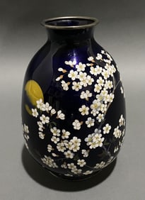 JAPANESE CLOISONNE ENAMEL VASE Late Meiji Period Height 7.25".