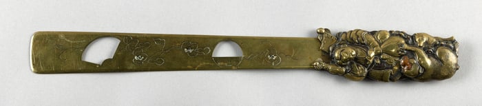 JAPANESE GILT AND MIXED METAL PAGE TURNER Late Meiji Period Length 12".