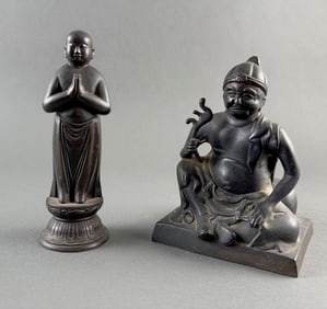 TWO JAPANESE BRONZE DEITY FIGURES 19th Century or Earlier