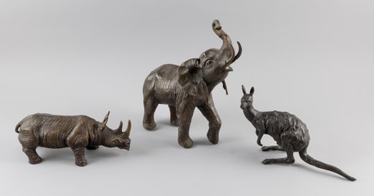 THREE JAPANESE BRONZE ANIMAL FIGURES 20th Century