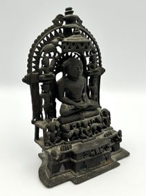 JAIN BRONZE SHRINE OR ALTARPIECE India, 17th Century or Earlier Height 6.5".