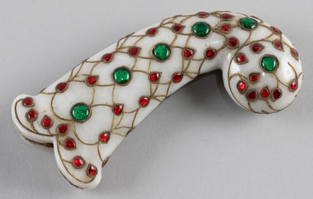 KHANJAR WHITE MARBLE PRESENTATION SWORD HANDLE Circa 1850 Length 5".
