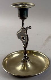 UNUSUAL METAL CIGAR CUTTER CANDLESTICK 19th/Early 20th Century Height 6".