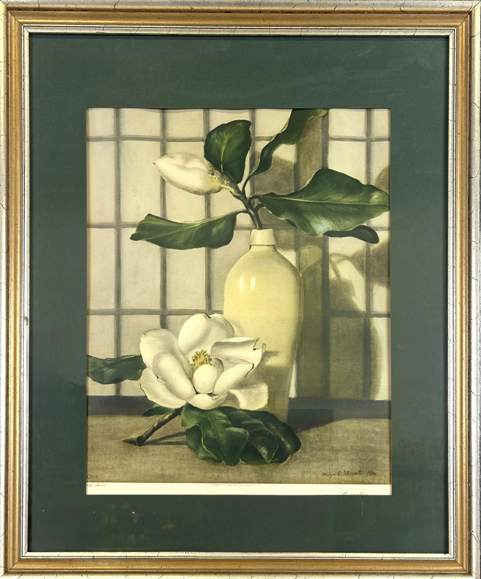 PRINT AFTER ETHELYN STEWART'S (NEW YORK/NEW JERSEY, 1900-1972) "MAGNOLIAS" 20th Century Sheet 26" x (1 of 3)