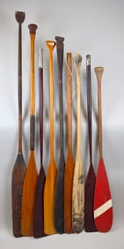 EIGHT CANOE PADDLES 19th/20th Century Lengths from 67" to 70".