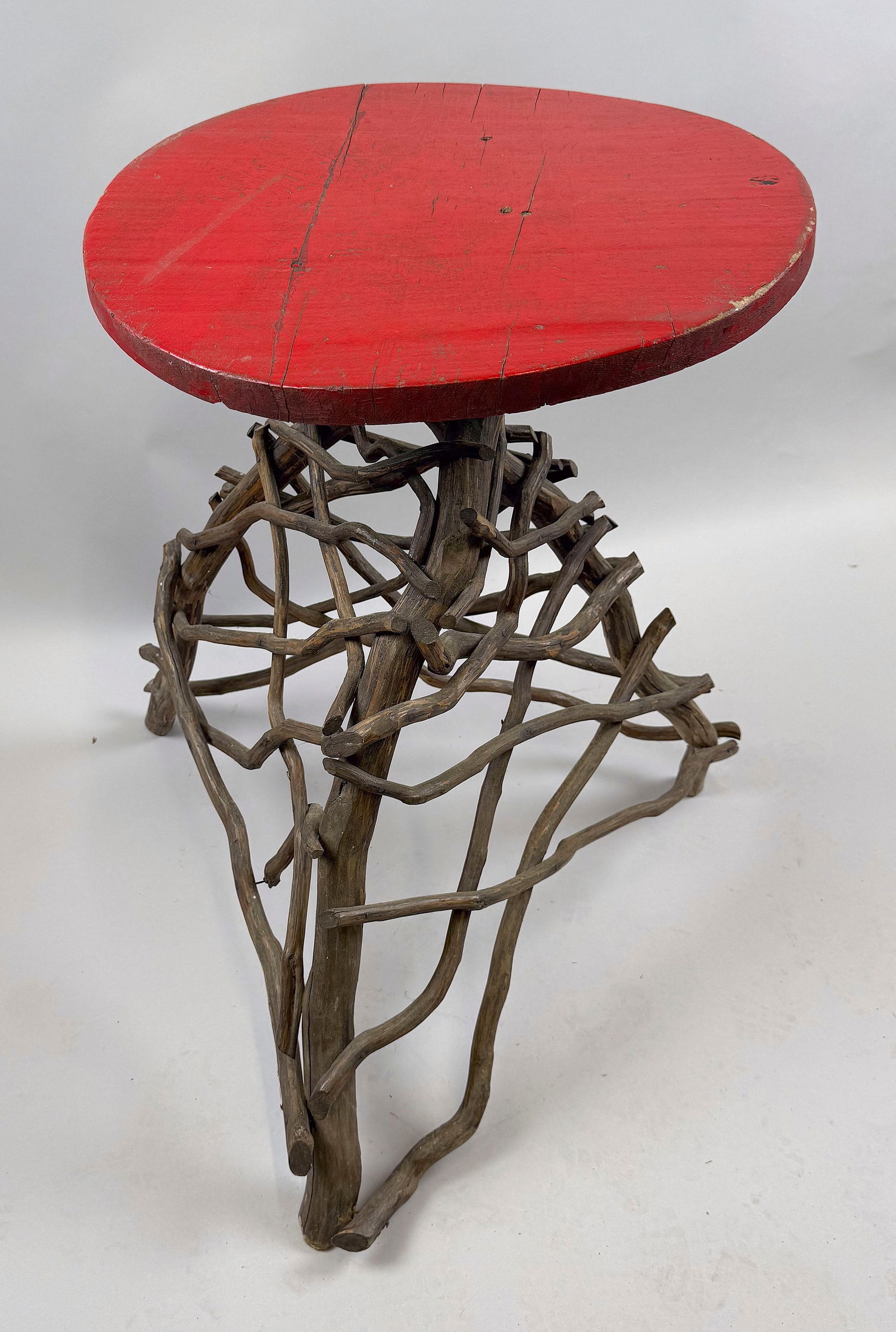 ADIRONDACK SIDE TABLE 20th Century Height 26.5". Top diameter 18". (1 of 2)