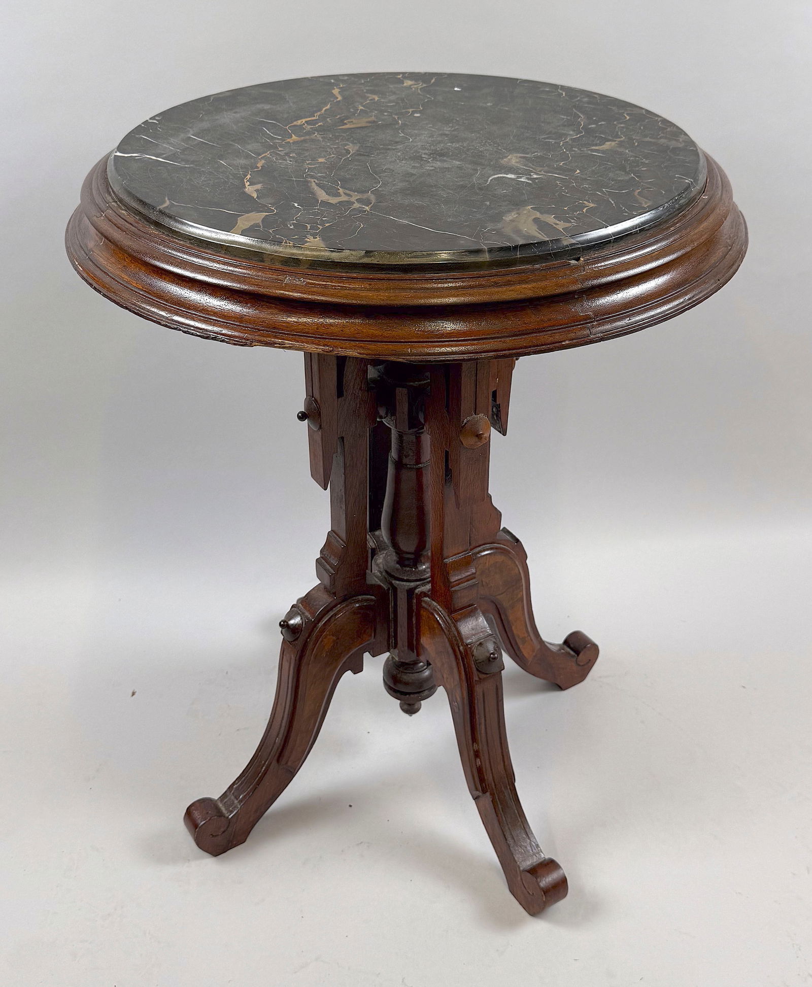 EASTLAKE SIDE TABLE Late 19th Century Height 25". Top diameter 20". (1 of 3)