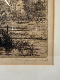 FRANCIS SEYMOUR HADEN (United Kingdom, 1818-1910), "Twickenham Church", 1865., Drypoint etching, 6"