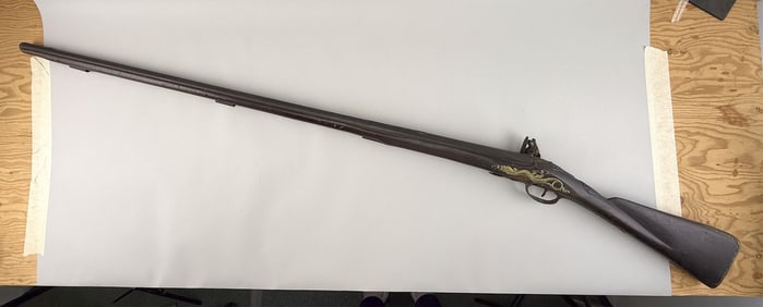BRITISH TRADE FLINTLOCK MUSKET 18th Century Length of barrel 46". Total length 42".