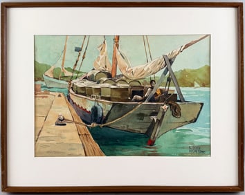 LARRY JERROLD (LAWRENCE) GLUCK (California/New York/Central America, 1931-), Ship at Dock, Virgin