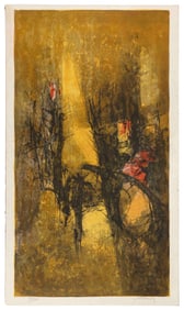 DANG LEBADANG (Vietnam/France, 1921-2015), Abstract landscape., Lithograph laid on board, 38" x 22".