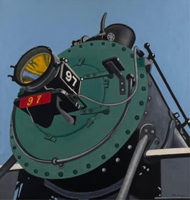 PAT JENSEN (Connecticut/Minnesota, 1929-2009), "Study for Old 97"., Oil on canvas, 24" x 23.5".