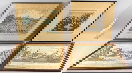 FOUR PRINTS, INCLUDING THREE HISTORICAL PRINTS PERTAINING TO BOSTON AND NEW YORK 19th Century