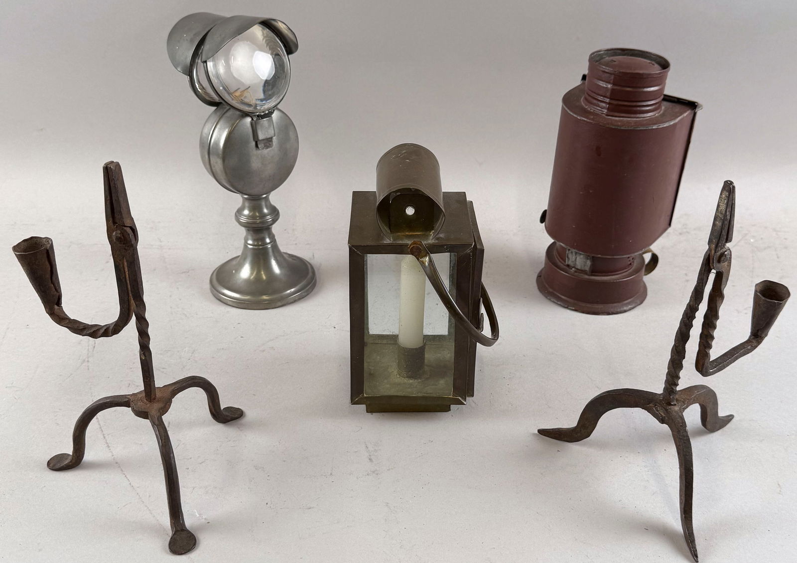 FIVE LIGHTING DEVICES 19th/20th Century Heights from 9" to 10". (1 of 2)