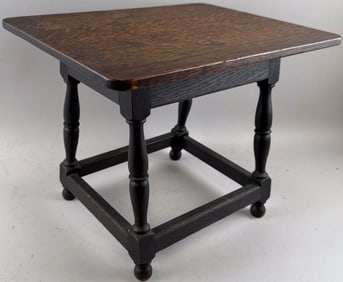 MINIATURE BROWN PAINTED OAK TABLE Early 20th Century Height 13.75". Top 17" x 13.25".