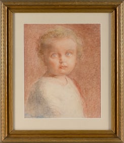 ANNIE ISABEL CRAWFORD (New York, 1856-1942), Portrait of a child., Watercolor on paper, 14" x 11"
