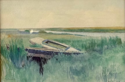FRANK CRESSON SCHELL (Pennsylvania, 1857-1942), "Holly Beach 9.14.95"., Watercolor, 9.5" x 14.5"