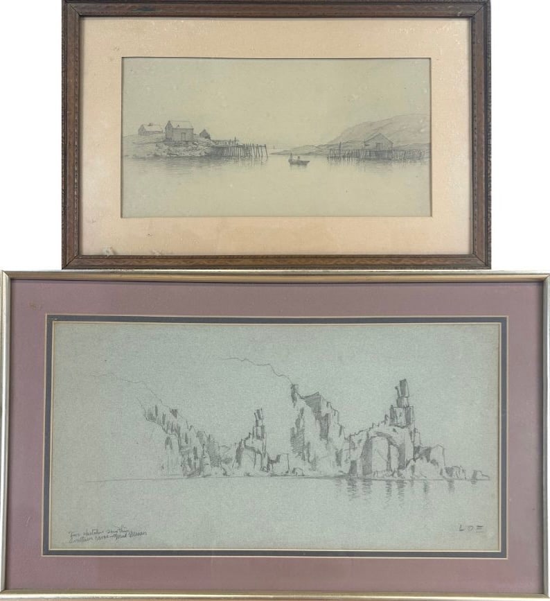 LEMUEL D. ELDRED (Massachusetts, 1848-1921), Two works: View of Grand Manan and a harbor scene., (1 of 8)