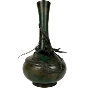 JAPANESE BRONZE DRAGON VASE Meiji Period Height 15". Width approx. 8".