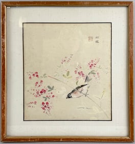 THREE JAPANESE FLORAL WATERCOLORS Showa Period, 20th Century