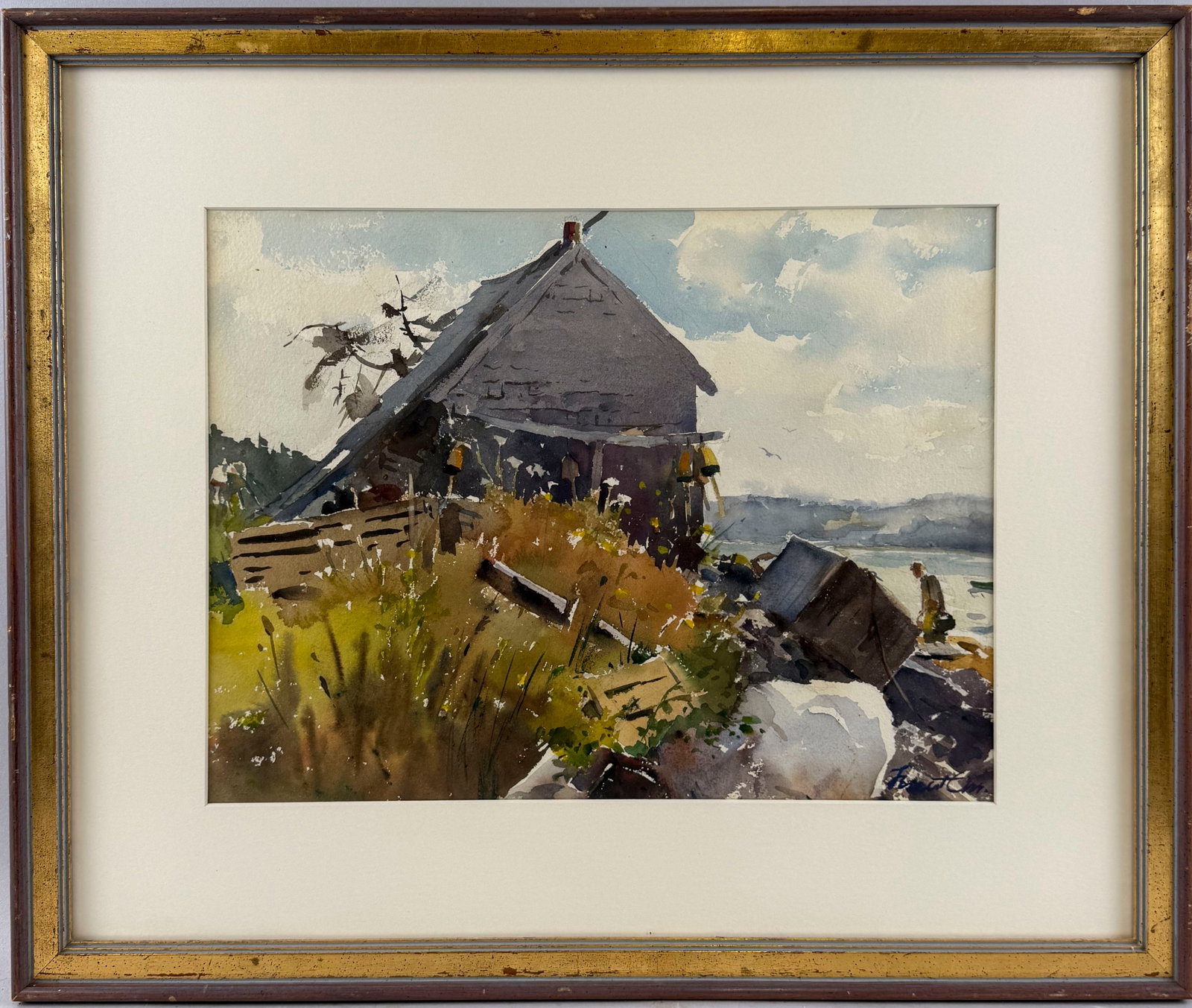 FOREST WALKER ORR (Maine, 20th Century), Lobster shack on the Maine coast., Watercolor on paper, 11": FOREST WALKER ORR Maine, 20th Century Lobster shack on the Maine coast. Signed lower right "Forest Orr". Watercolor on paper, 11" x 15". Framed 19" x 23".