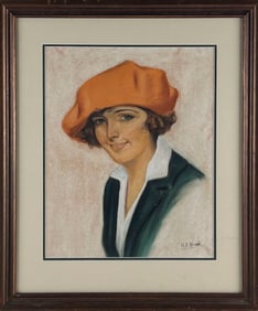 AMERICAN SCHOOL (Early 20th Century,), Portrait of a fashionable young lady., Pastel, 18.5" x 15"