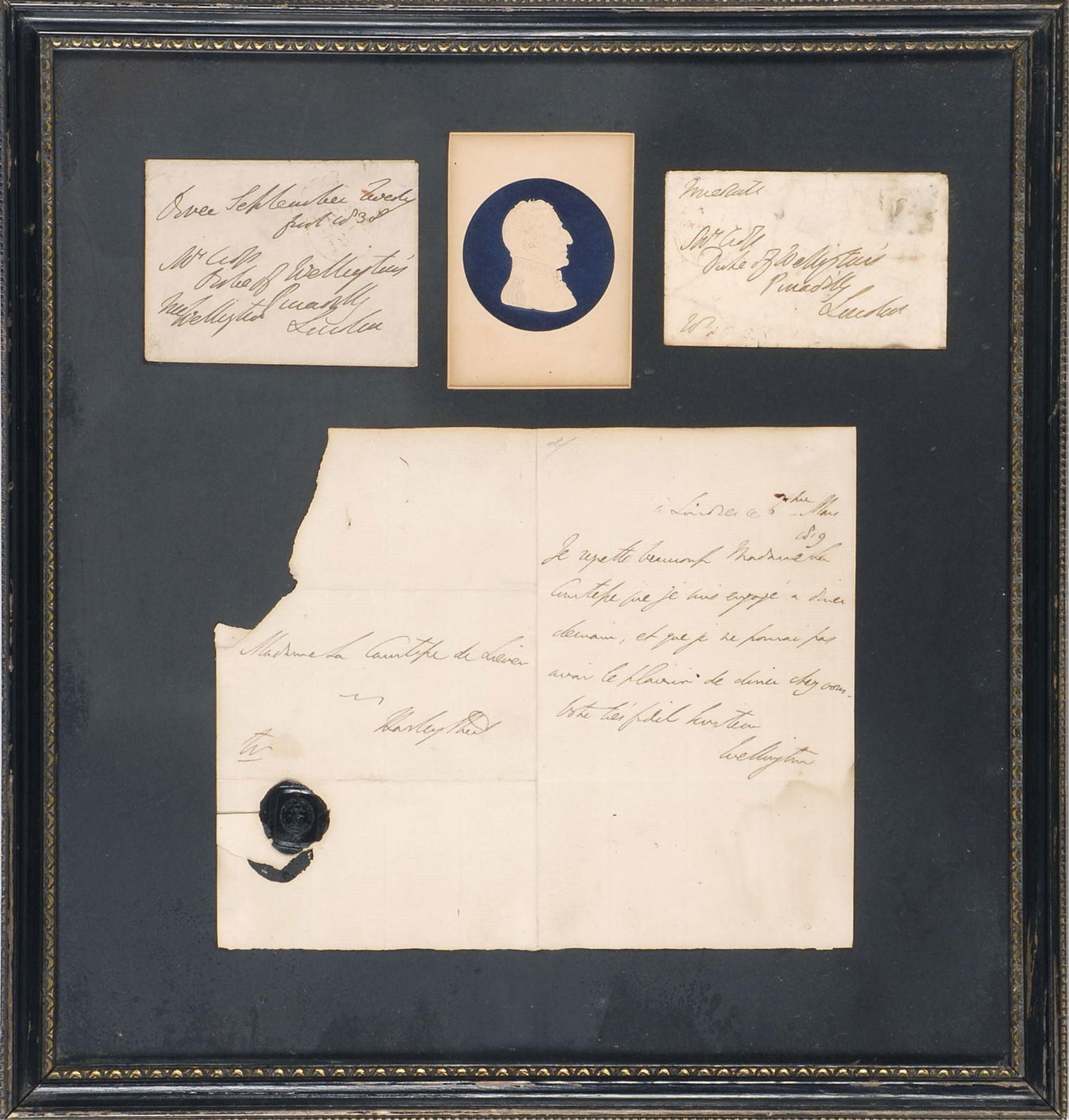 LETTER SIGNED BY THE DUKE OF WELLINGTON Dated 1819 Framed 16" x 15.5". (1 of 1)
