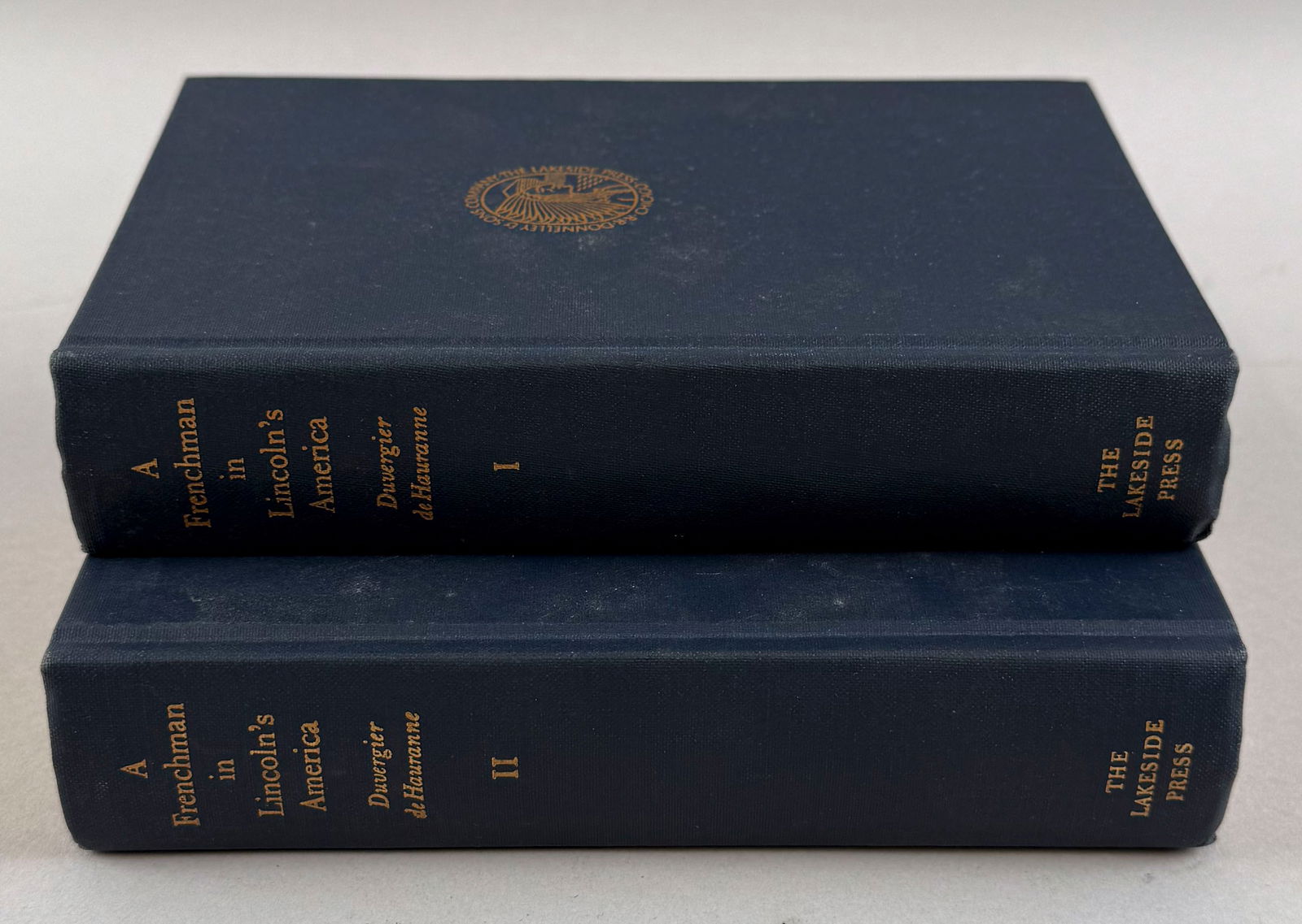 "A FRENCHMAN IN LINCOLN'S AMERICA" BY ERNEST DUVERGIER DE HAURANNE, IN TWO VOLUMES 7" x 4.5". (1 of 10)