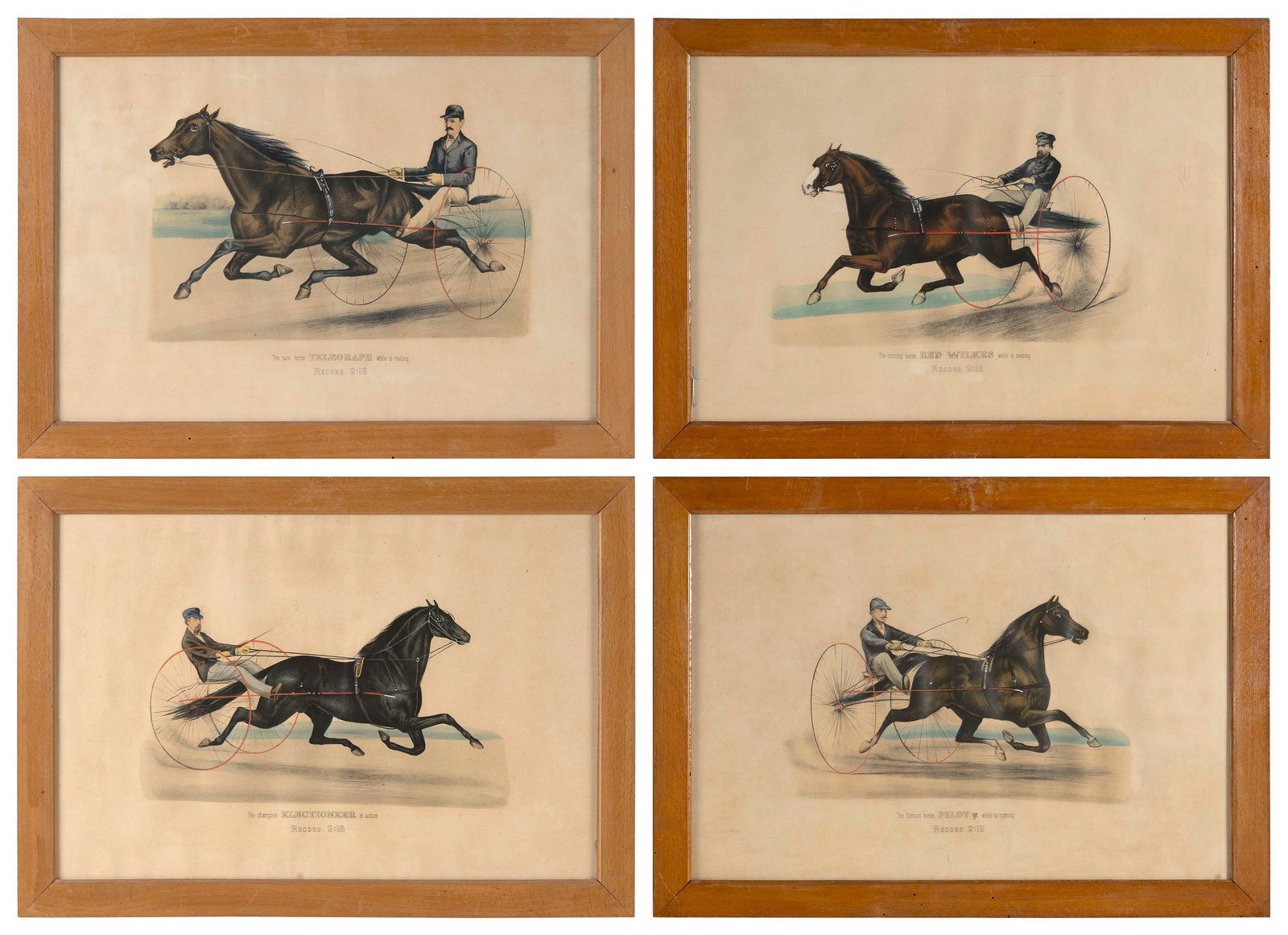 SET OF FOUR CURRIER & IVES COLOR LITHOGRAPHS OF TROTTERS New York, Late 19th Century 13.25" x 19.5" (1 of 5)