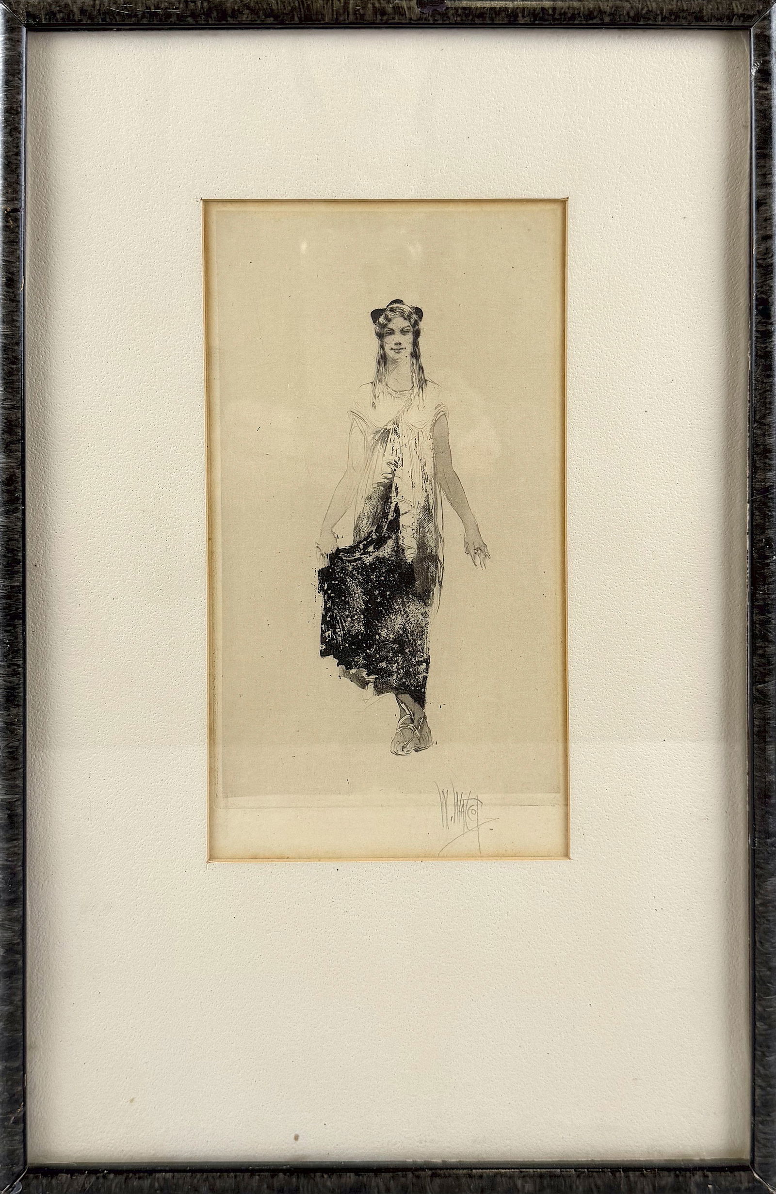 WILLIAM WOLCOTT (England, 1874-1943), Female figure., Etching, 8" x 4.5". Framed 15.5" x 10.25". (1 of 4)