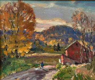 ANTONIO CIRINO (Rhode Island/Italy, 1889-1983), "Plymouth, Vermont"., Oil on board, 10" x 12".