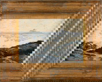 ALPHONSE JOSEPH SHELTON (Maine, 1905-1976), Rocky coastline., Oil on board, 7" x 10". Framed.