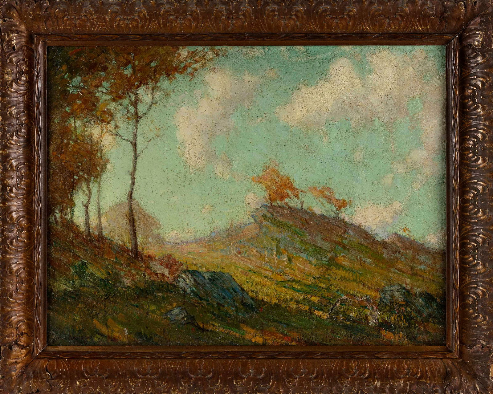 GEORGE DAVIDSON (New York/Connecticut, 1889-1965), Clouds over a hilly landscape., Oil on canvas, (1 of 2)