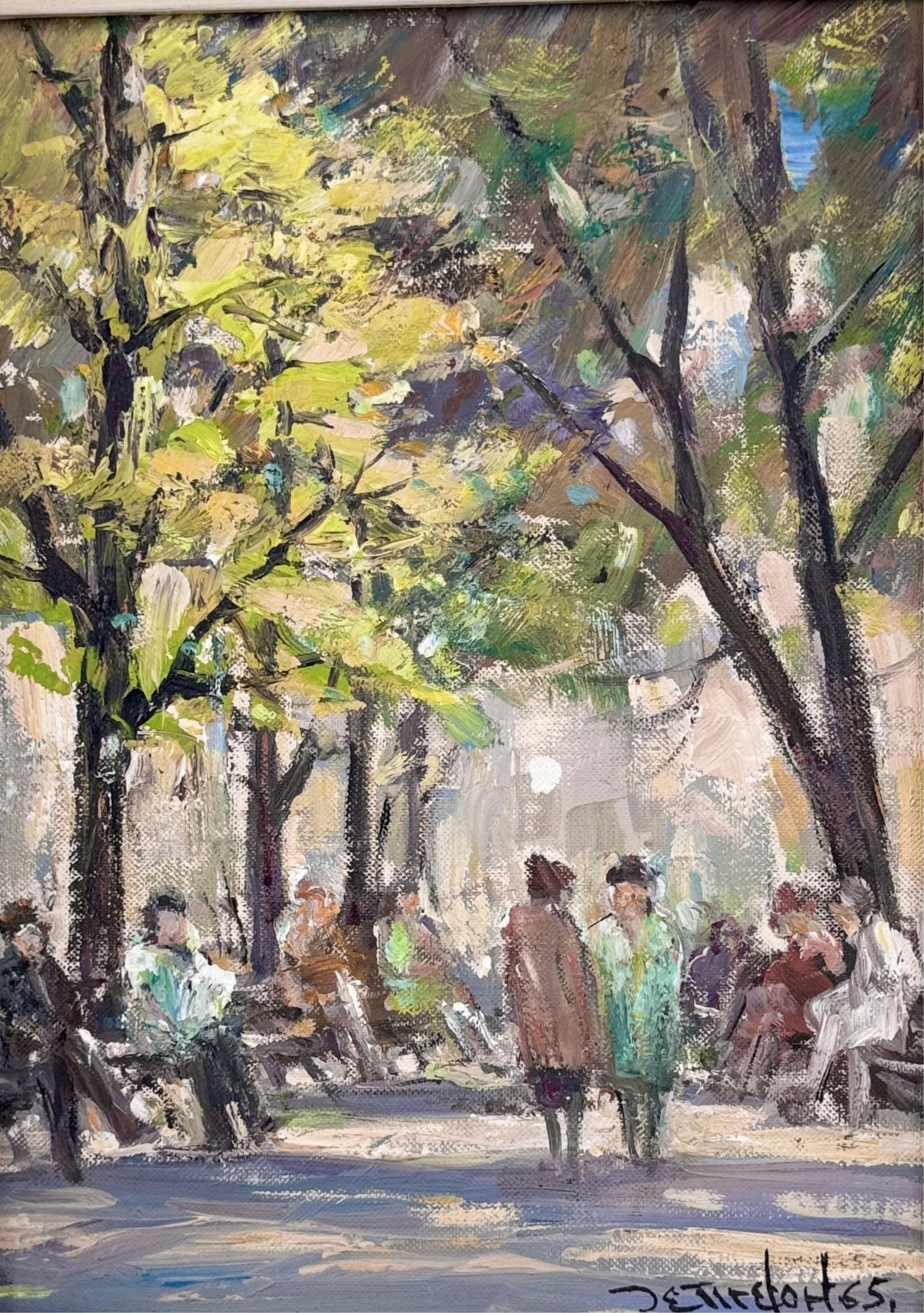 BELA DE TIREFORT (New York/Florida/Austria, 1894-1993), New York park scene., Oil on artist board, (1 of 2)