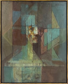 EARL CAVIS KERKAM (New York/Washington, D.C./France, 1891-1965), "Self Portrait 58"., Oil on board,