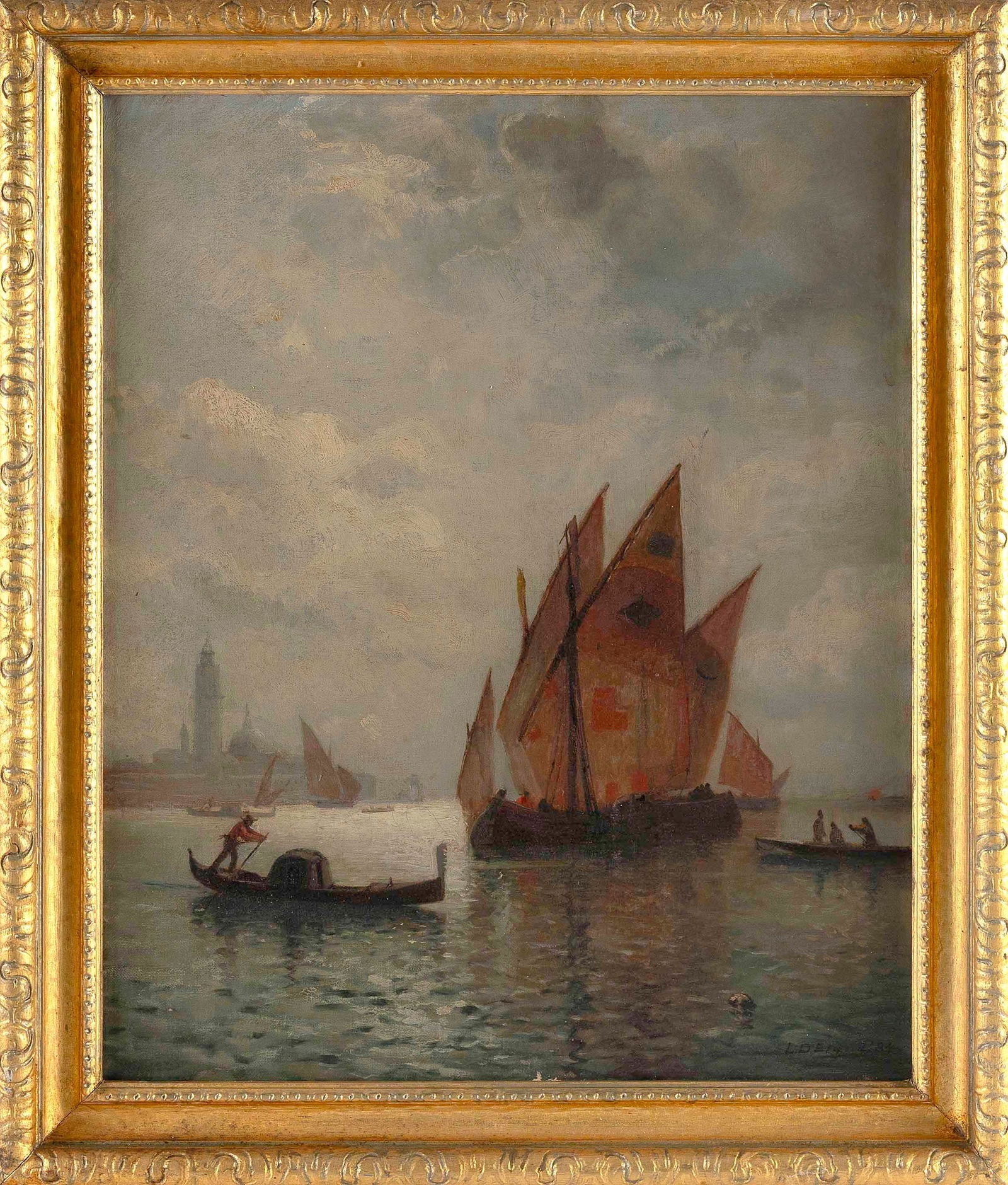 LEMUEL D. ELDRED (Massachusetts, 1848-1921), Venice., Oil on canvas, 21" x 17". Framed 25.5" x 21". (1 of 2)