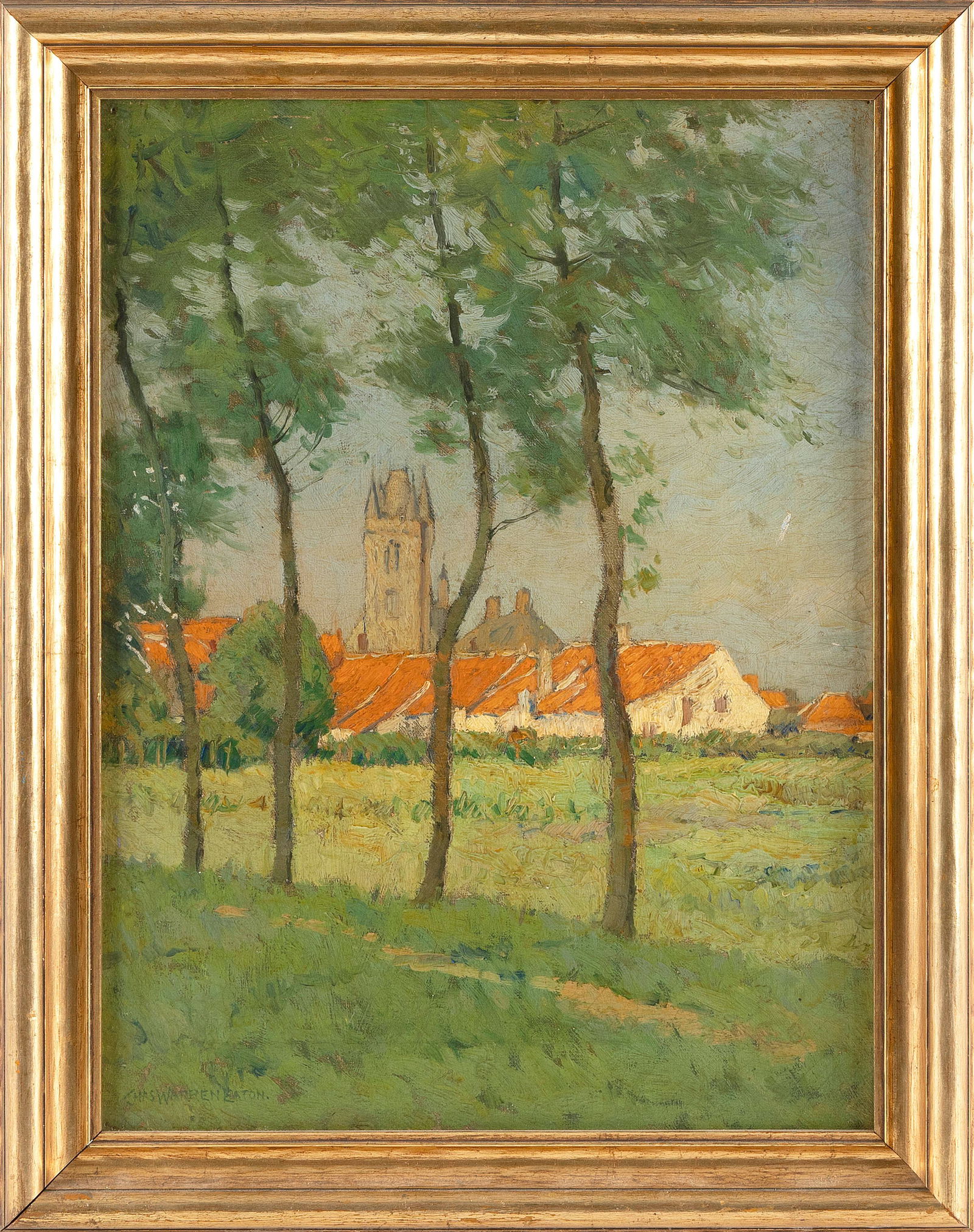 CHARLES WARREN EATON (New York/New Jersey/The Netherlands, 1857-1937), Landscape with church, likely (1 of 2)