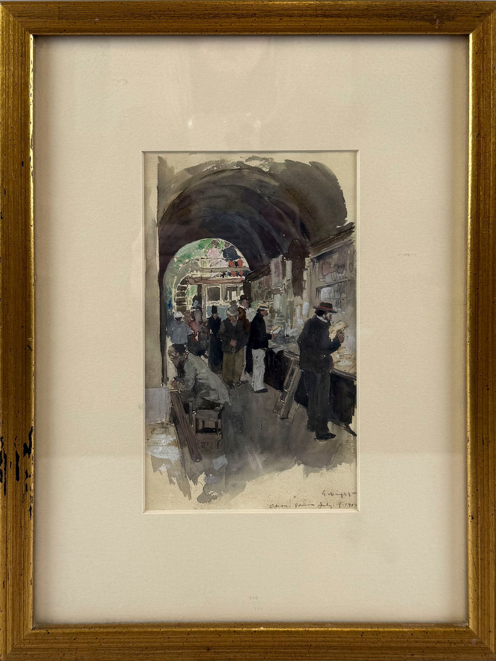 GEORGE HAND WRIGHT (Connecticut/New York, 1872-1951), Double-sided work: Bookstall Odeon, Paris, and (1 of 5)