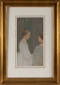 AMERICAN SCHOOL (20th Century,), Portrait of two women., Pastel, 17" x 9.25" sight. Framed 30" x