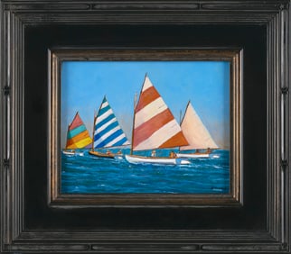 GEORGE MACHON (Massachusetts, Contemporary), "Colors of Summer"., Oil on panel, 8" x 10". Framed 14"
