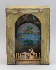 MICHAEL A. GIAQUINTO (Massachusetts, Contemporary), "At the Beach"., Mixed media, 11" x 8.5" x 4".