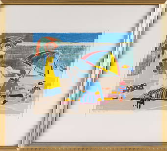 RUTH D. HOGAN (Massachusetts/New Mexico, 1943-), "By the Sea"., White-line color woodblock print,: RUTH D. HOGANMassachusetts/New Mexico, 1943-"By the Sea". Signed lower right "Ruth Hogan". Numbered 10/25.White-line color woodblock print, 11" x 13" sight. Framed 19" x 21".