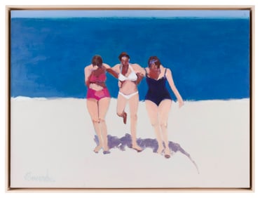 HERB EDWARDS (America, 1940-), Three bathers., Acrylic on canvas, 30" x 40". Framed 32" x 42".