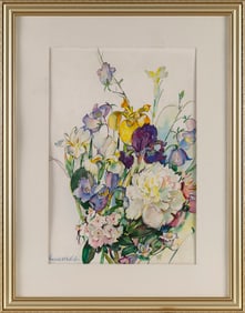 ELIZABETH HAMILTON THAYER HUNTINGTON (Massachusetts, 1878-1963), Spring florals., Watercolor on