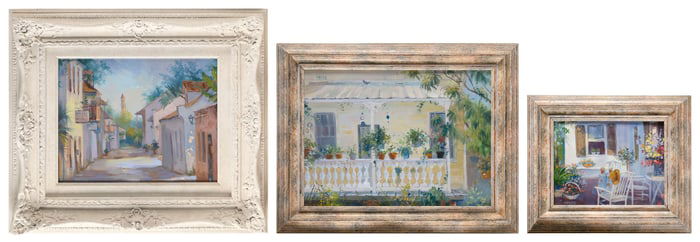 BRENDA PHILLIPS (Contemporary,), Three views of Florida., Oils on canvas, from 8" x 10" to 11" x