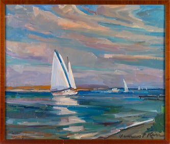 JAMES P. KERR (Florida/North Carolina, 1953-), "Blue Stripe"., Oil on canvas, 24" x 29". Framed