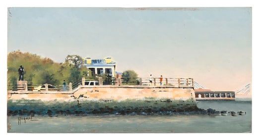JOHNSON HAGOOD (South Carolina, 1957-), The Battery, Charleston, South Carolina., Oil on board, 6" x