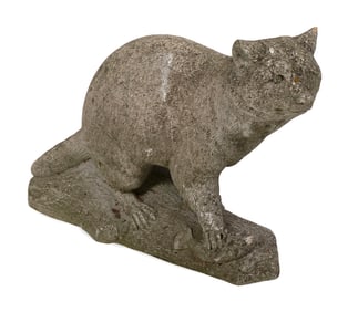 CAST CEMENT RACCOON GARDEN ORNAMENT 20th Century Length 26".
